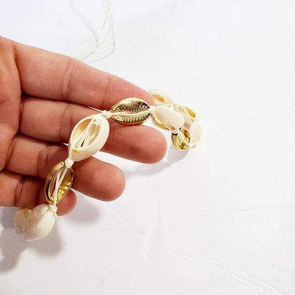 4x25 Boho VSCO Faux golden conch adjustable choker - Picture 3 of 5